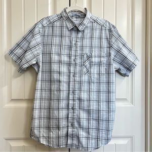 Columbia Mens Omni-Wick Short Sleeve Shirt in Gray/Blue Plaid, Size M